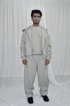 GREY UNISEX ZIPPER HOODIE AND SWEATPANT CO-ORD SET
