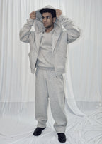GREY UNISEX ZIPPER HOODIE AND SWEATPANT CO-ORD SET