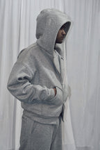 GREY UNISEX ZIPPER HOODIE AND SWEATPANT CO-ORD SET
