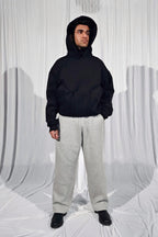 Black Baggy Vertical Pocket Unisex Hoodie