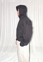 Black Baggy Vertical Pocket Unisex Hoodie