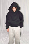 Black Baggy Vertical Pocket Unisex Hoodie