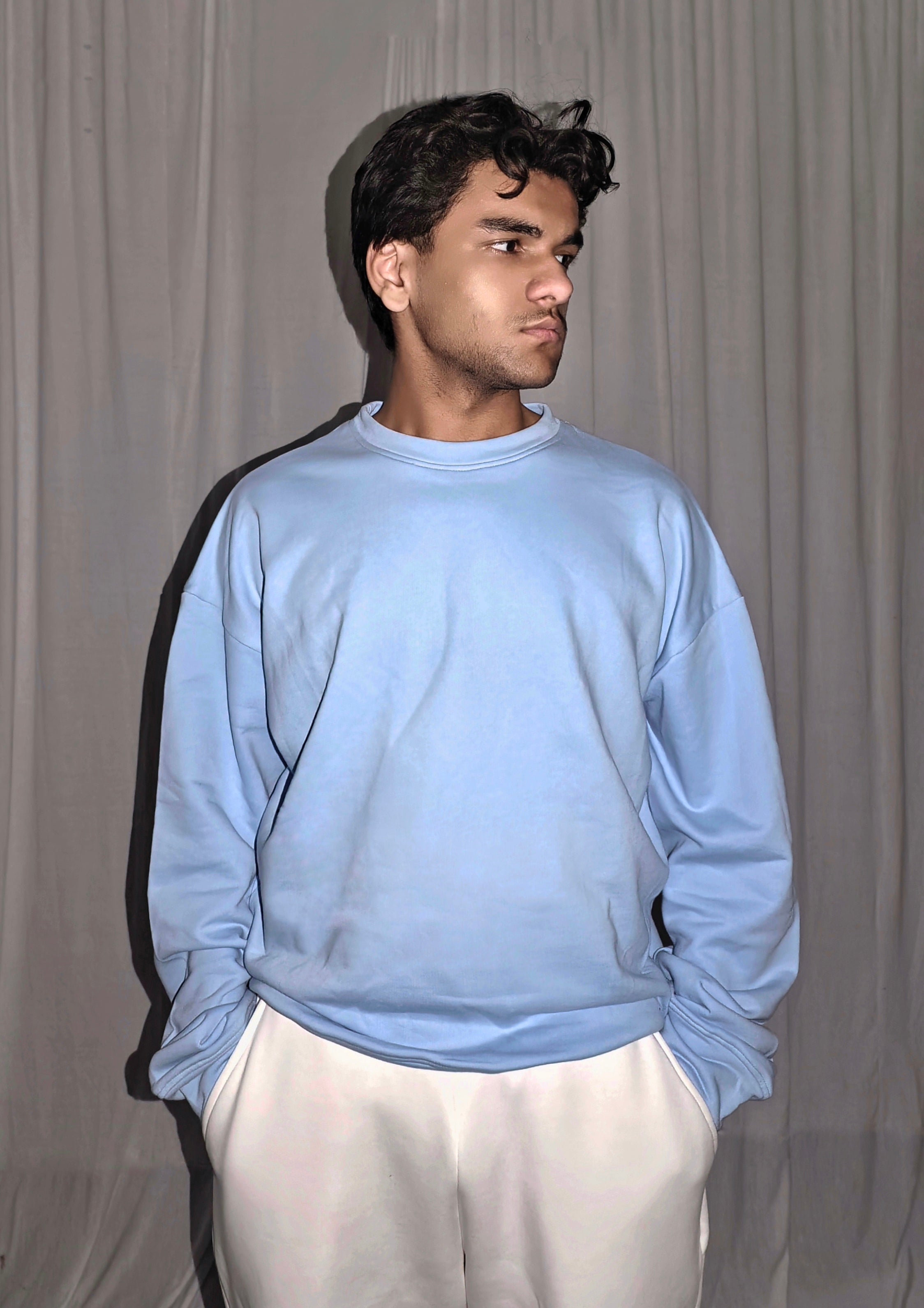 Sweatshirt Cotton Terry Sky Blue