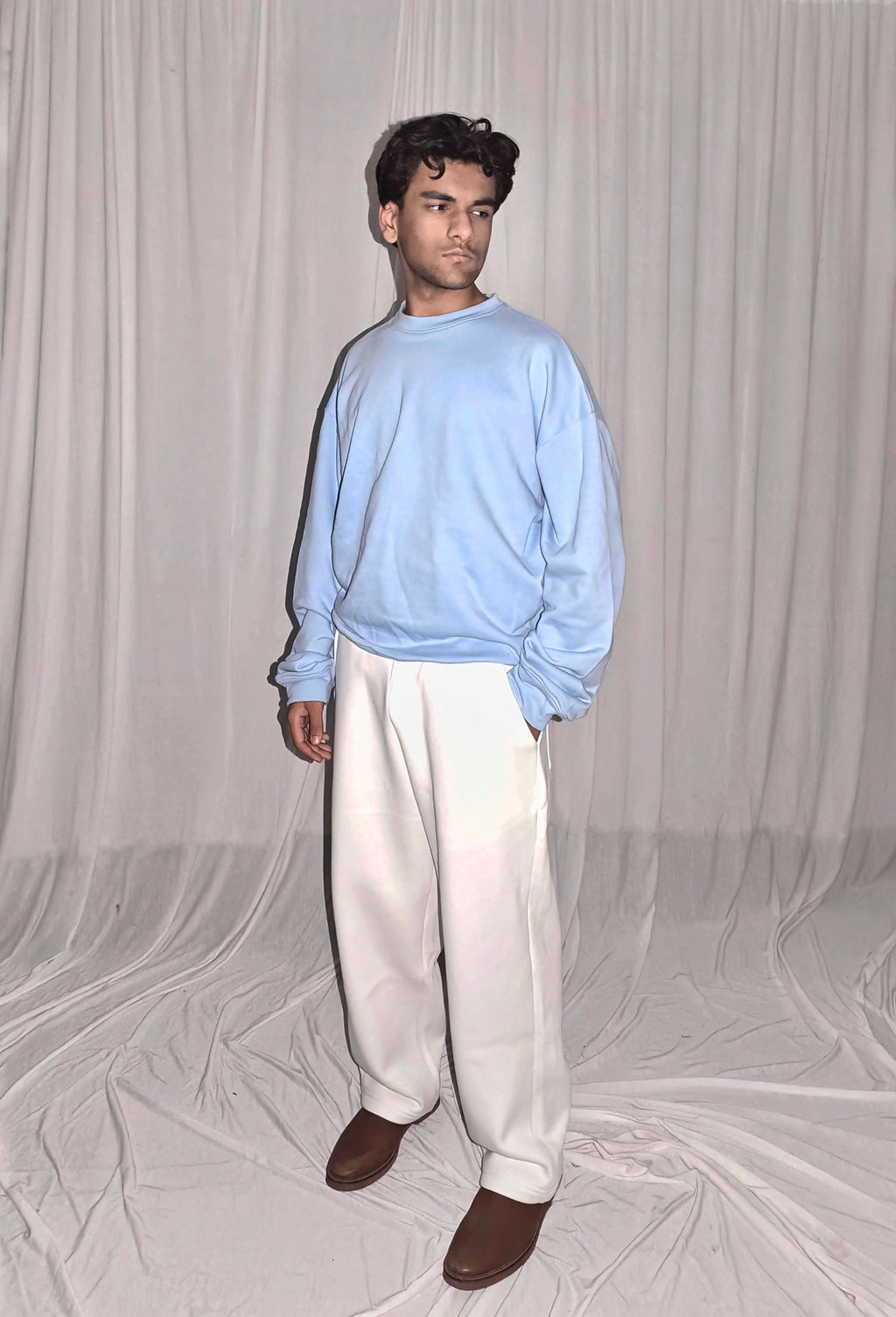 Sweatshirt Cotton Terry Sky Blue