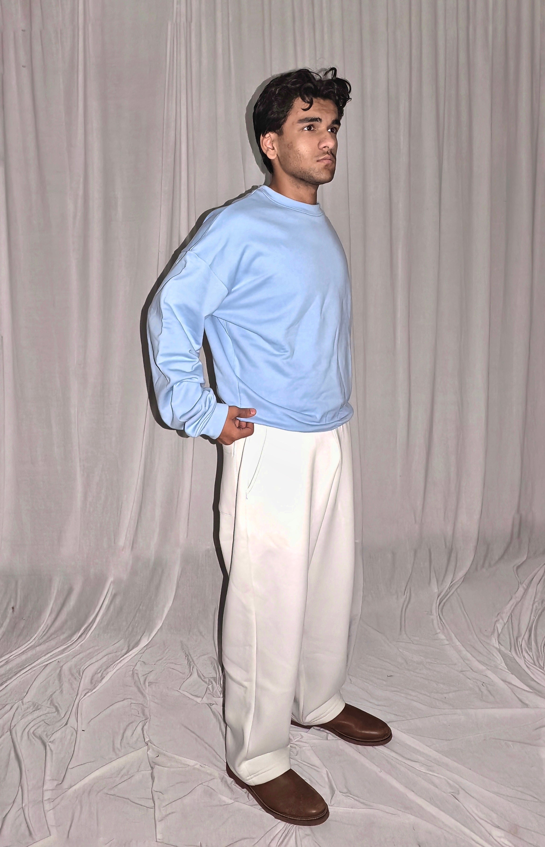 Sweatshirt Cotton Terry Sky Blue