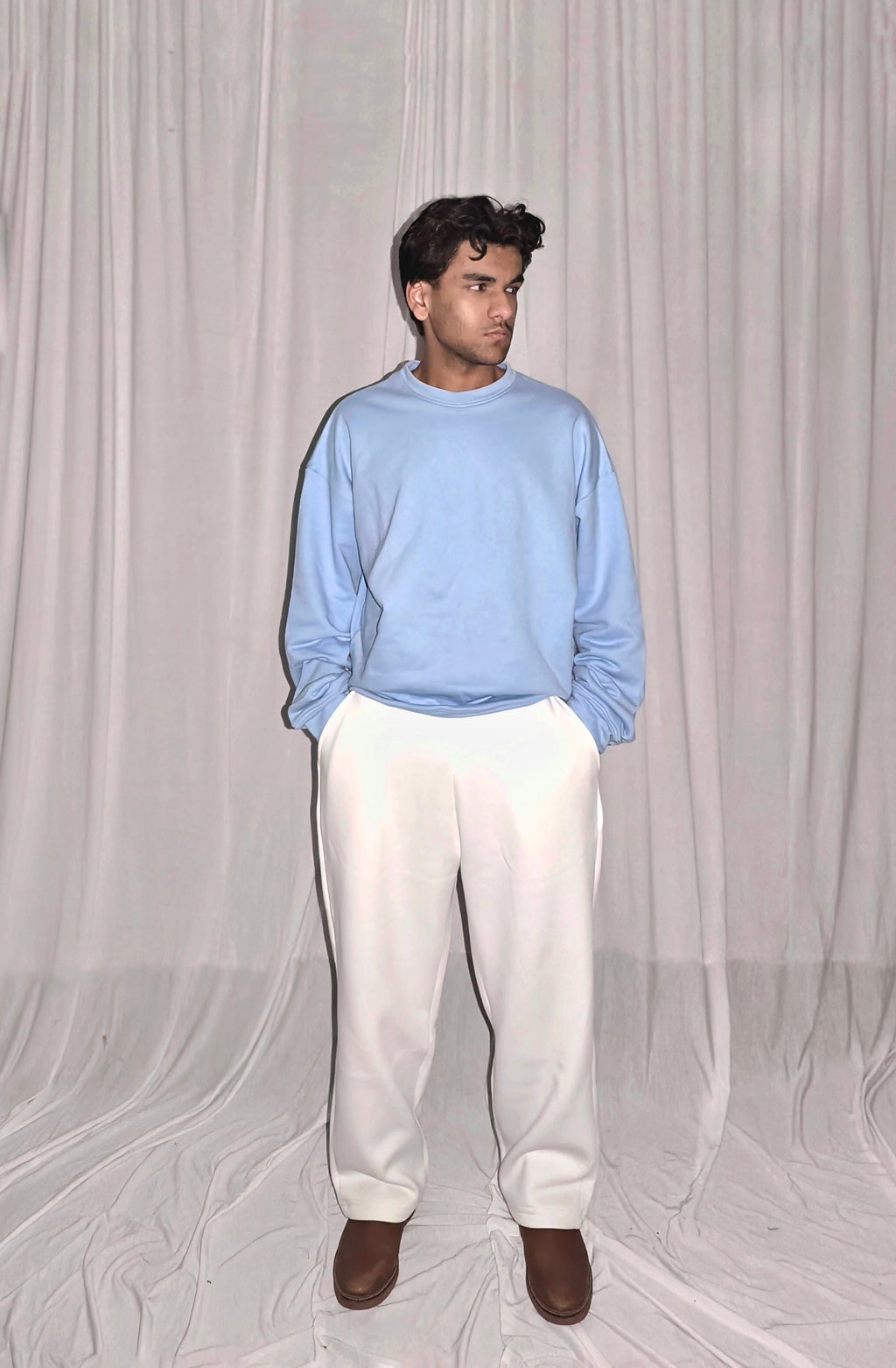 Sweatshirt Cotton Terry Sky Blue