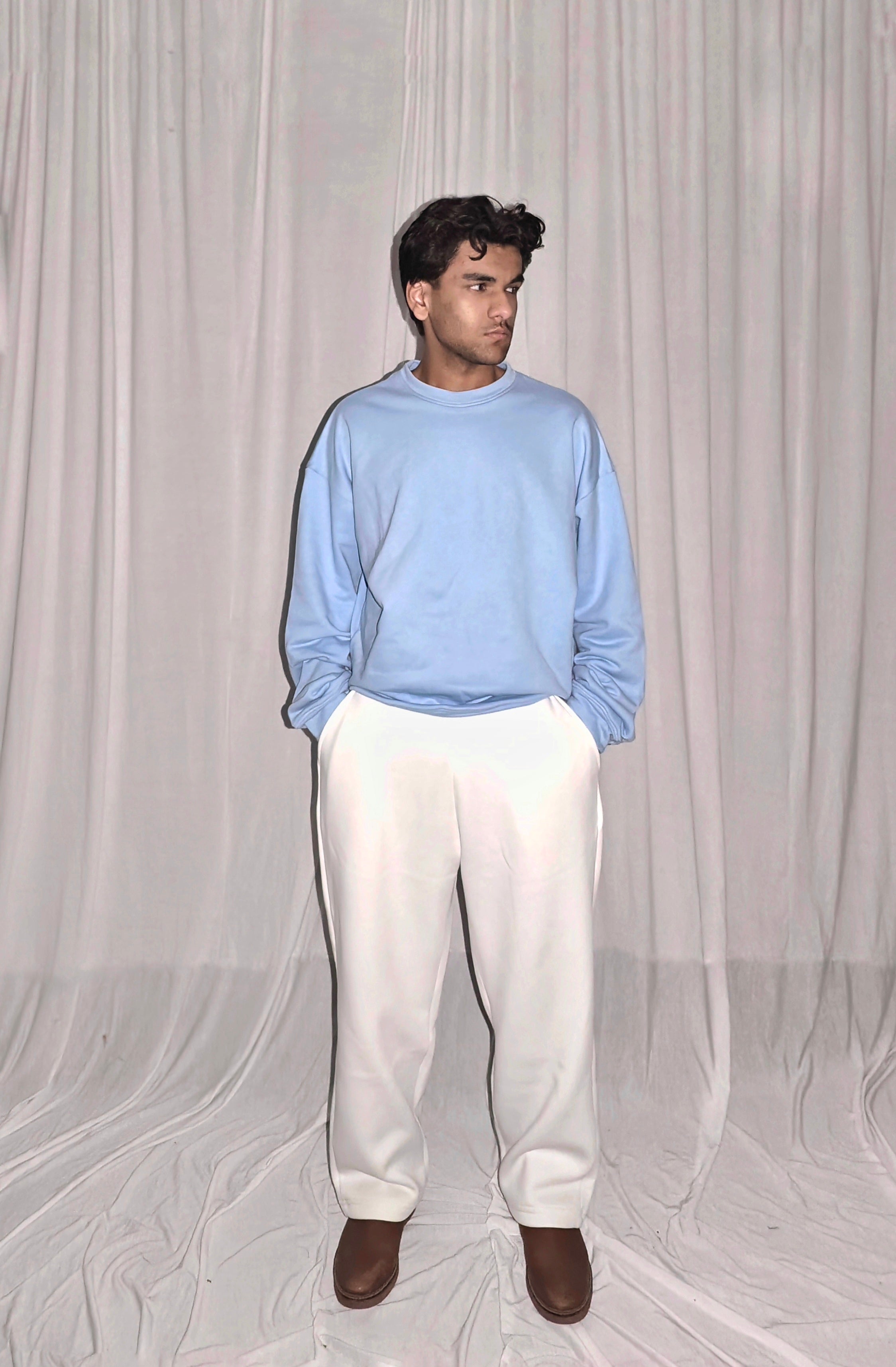 Sweatshirt Cotton Terry Sky Blue
