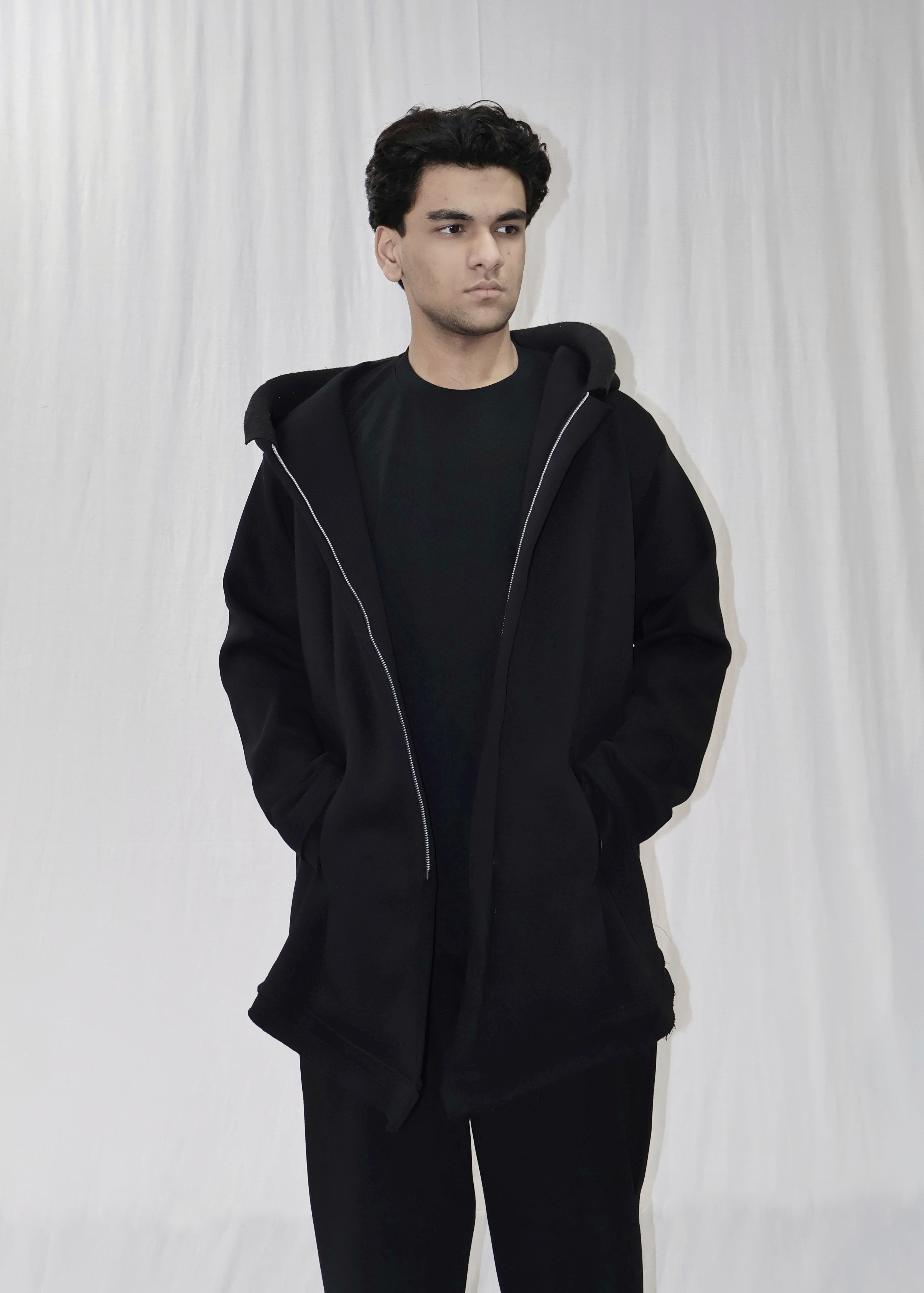 MID LONG UNISEX HOODIE JACKET