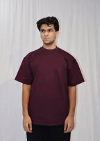 Mid Drop Shoulder Wine T-shirt