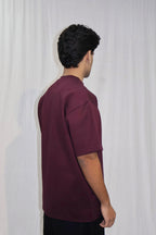 Mid Drop Shoulder Wine T-shirt