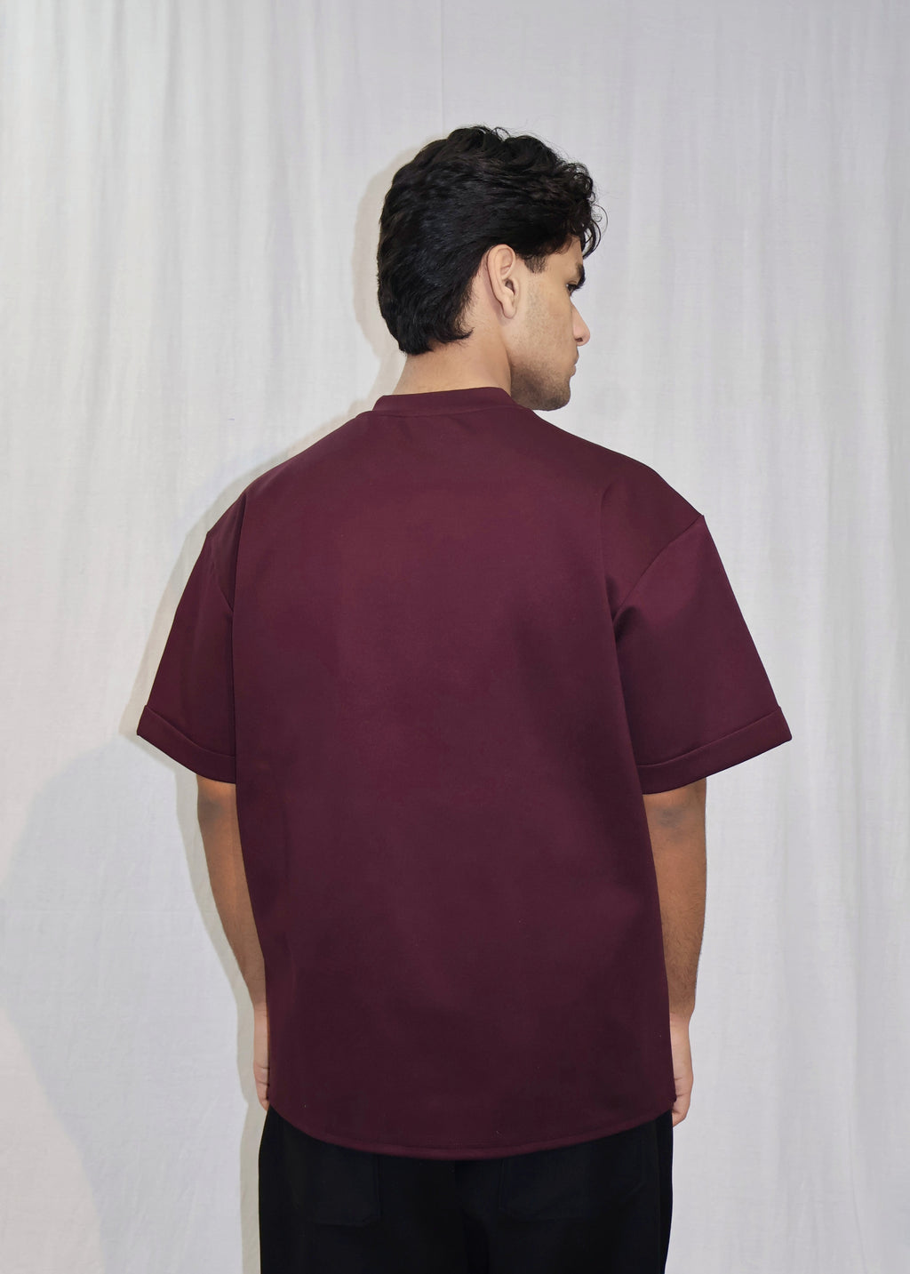 Mid Drop Shoulder Wine T-shirt