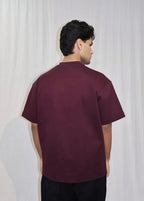 Mid Drop Shoulder Wine T-shirt
