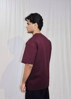 Mid Drop Shoulder Wine T-shirt