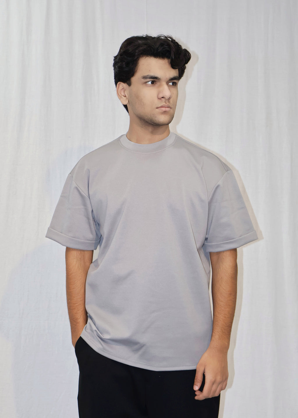 Mid Drop Shoulder Grey T-shirt