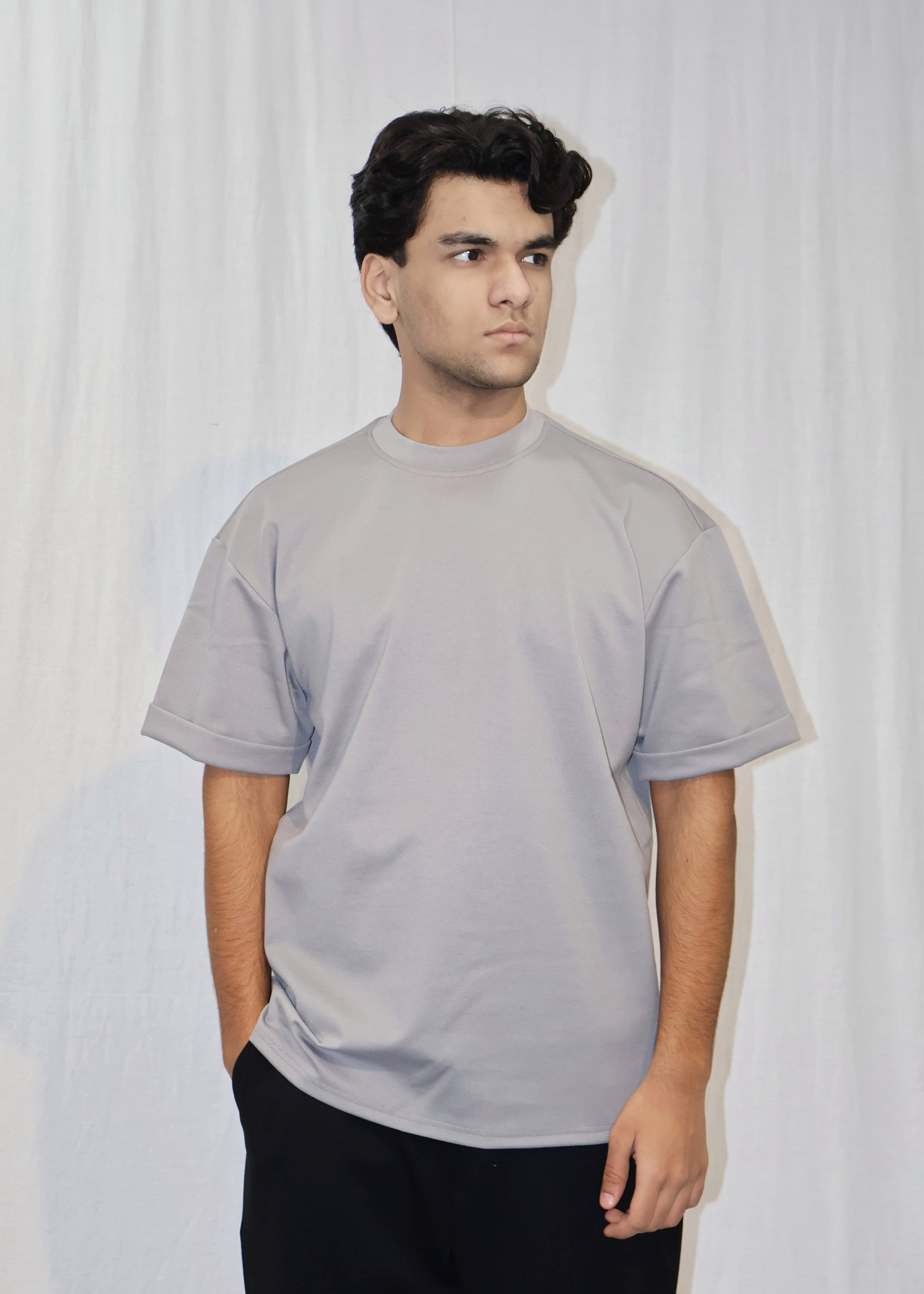 Mid Drop Shoulder Grey T-shirt
