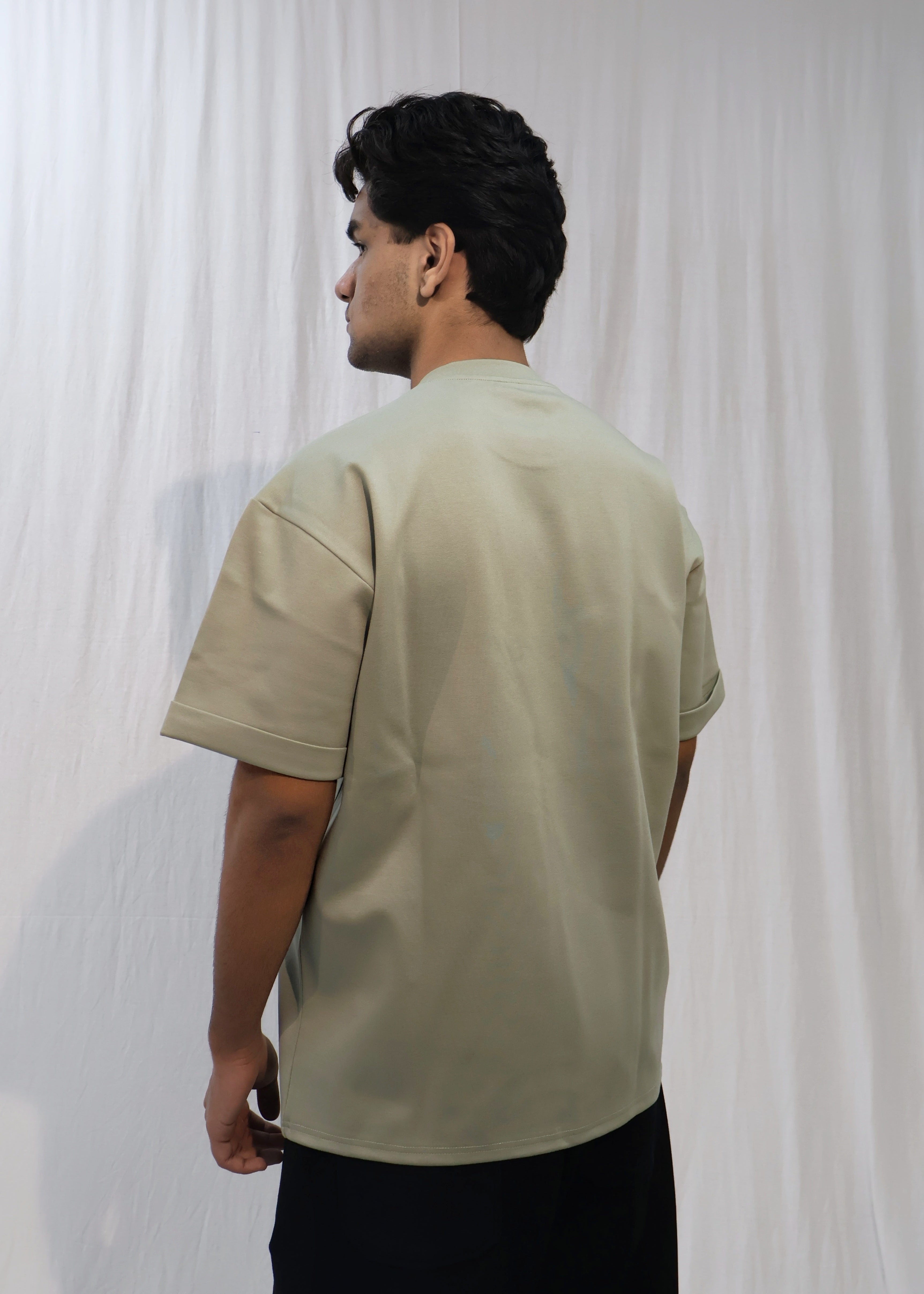 Mid Drop Shoulder Sage Green T-shirt
