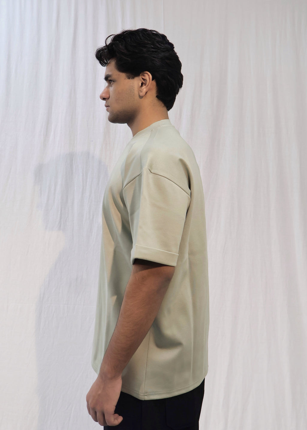 Mid Drop Shoulder Sage Green T-shirt