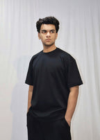 Mid Drop Shoulder Black T-shirt