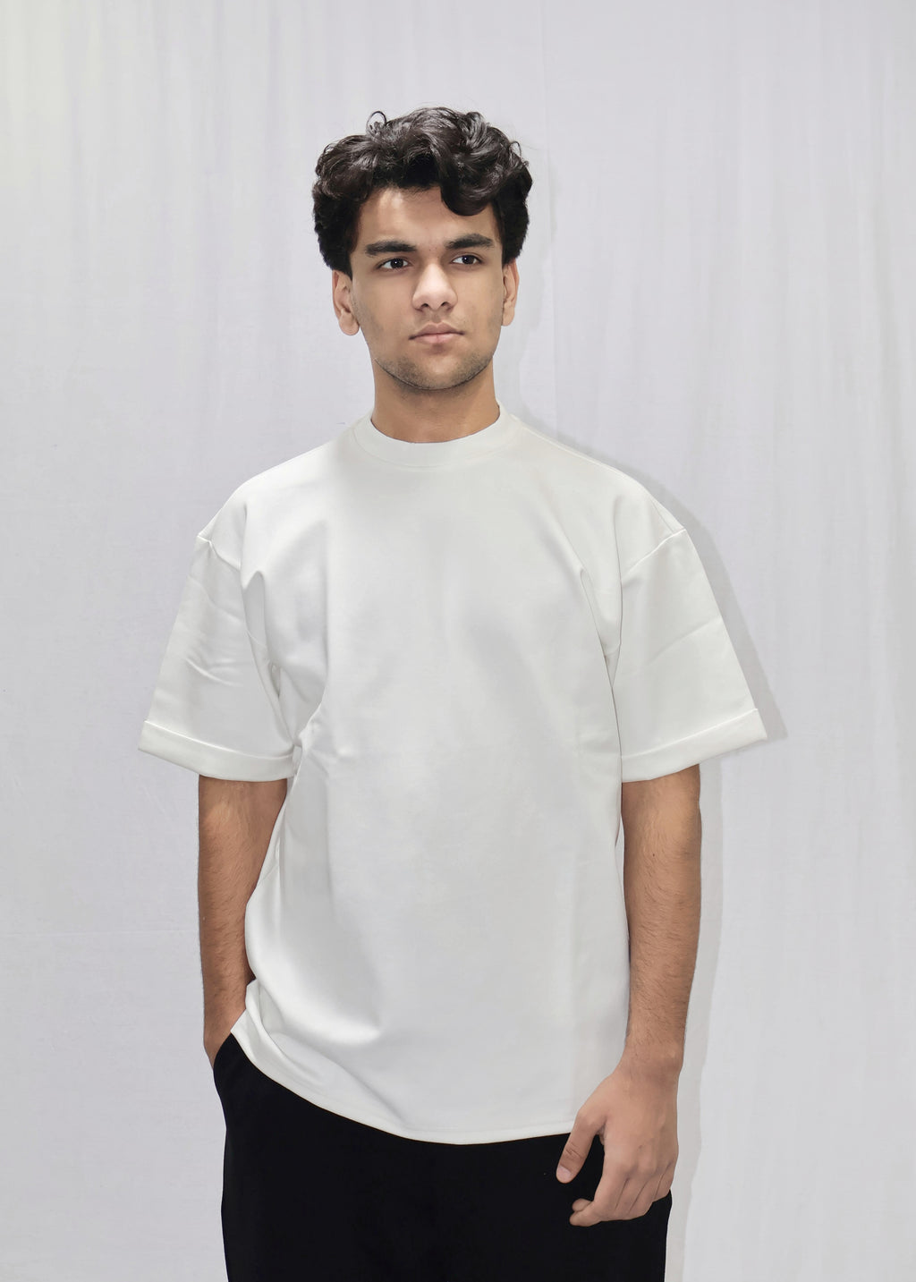 Mid Drop Shoulder White T-shirt