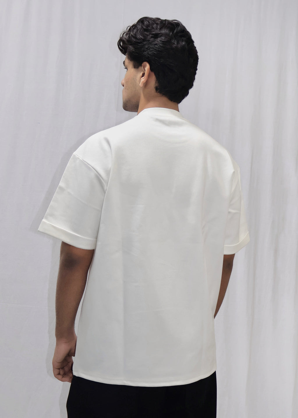 Mid Drop Shoulder White T-shirt